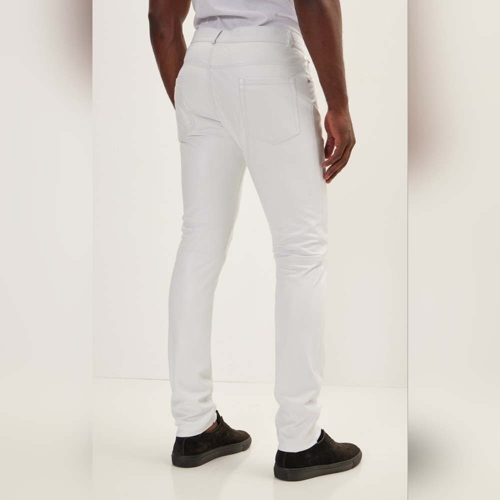 Ron Tomson Waist 30" White leather pants - Picture 3 of 12